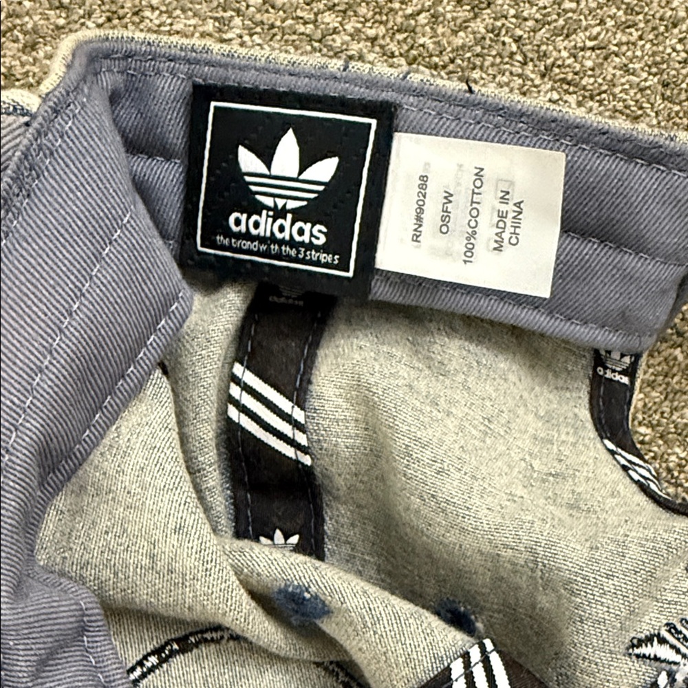 adidas Light Blue Denim Trefoil Patch Baseball Cap - Picture 8 of 11